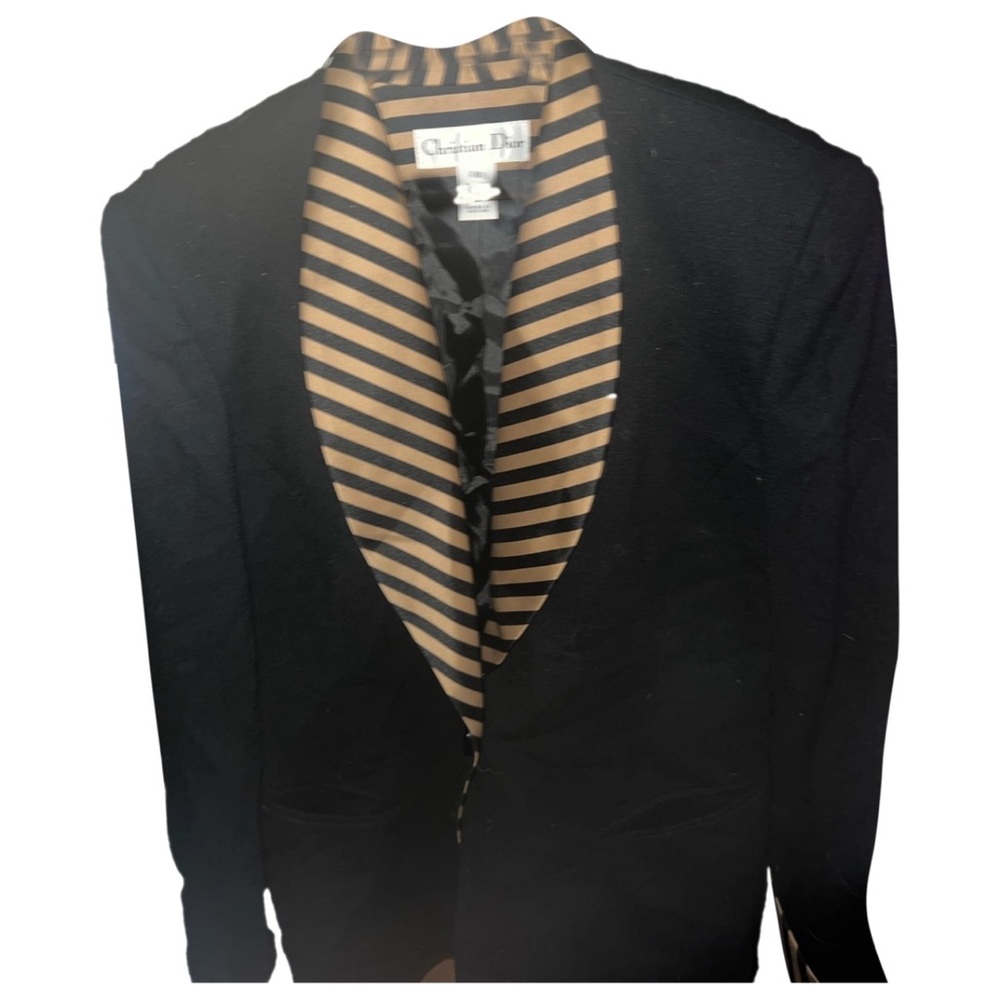 Christian Dior Black Blazer with Striped Lining